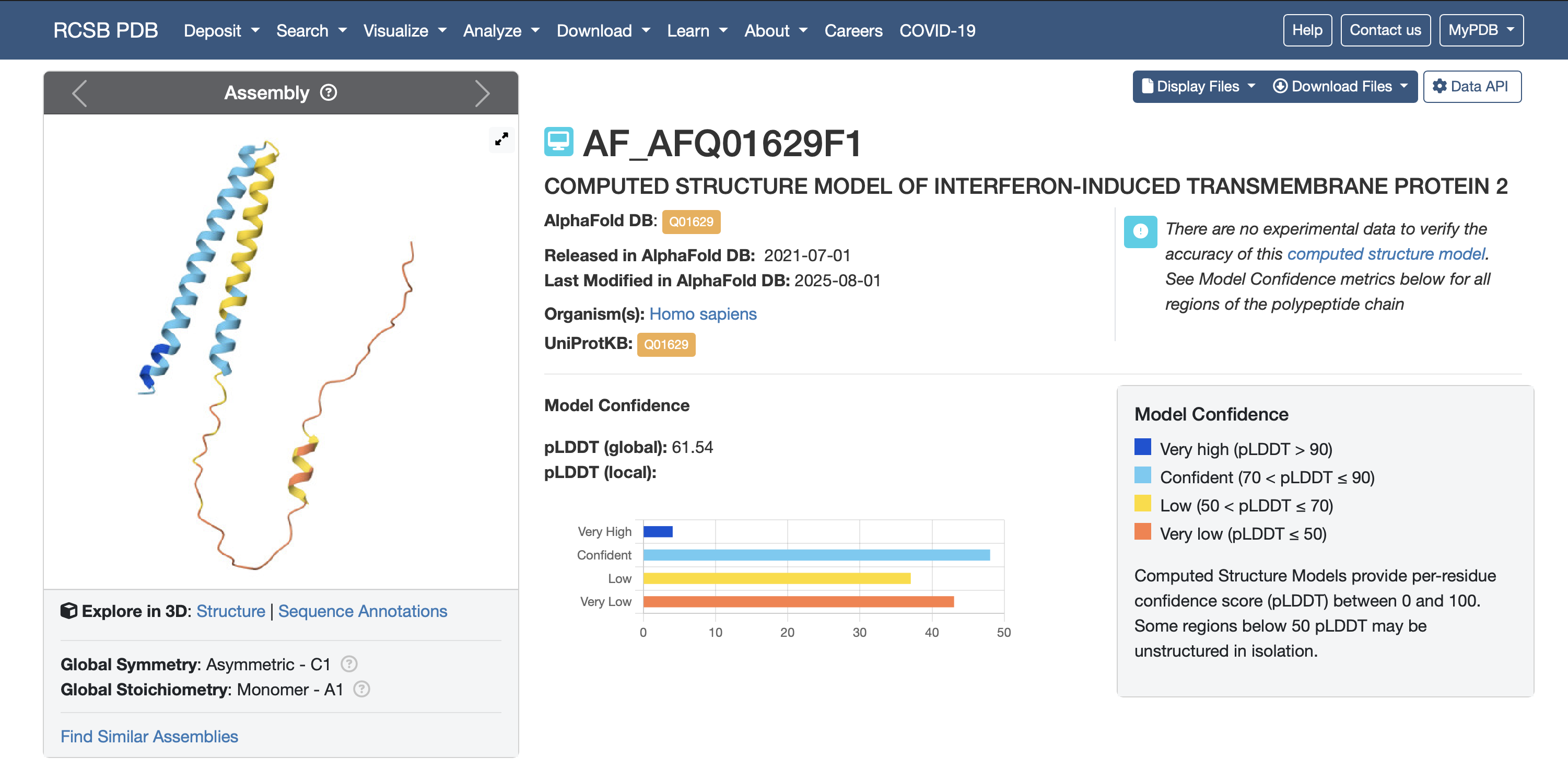 AlphaFold structure of IFITM2 (UniProt: Q01629)